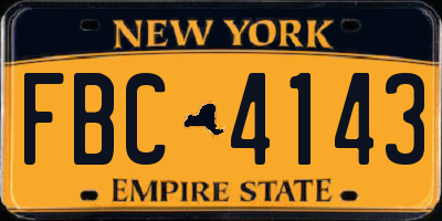 NY license plate FBC4143