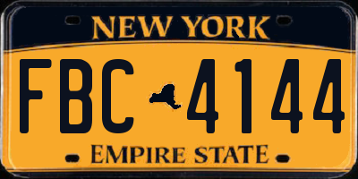 NY license plate FBC4144