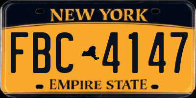 NY license plate FBC4147