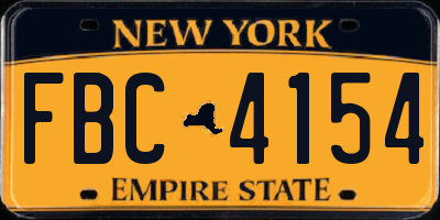 NY license plate FBC4154