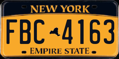 NY license plate FBC4163
