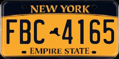 NY license plate FBC4165