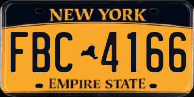 NY license plate FBC4166