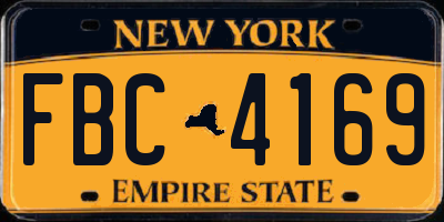 NY license plate FBC4169