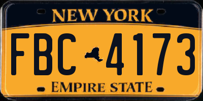 NY license plate FBC4173