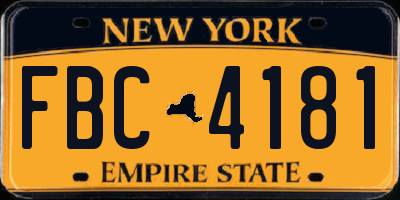 NY license plate FBC4181
