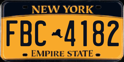 NY license plate FBC4182