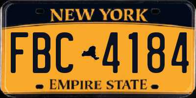 NY license plate FBC4184