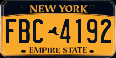 NY license plate FBC4192