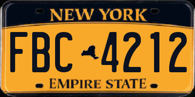 NY license plate FBC4212