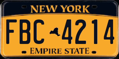 NY license plate FBC4214