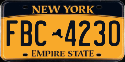 NY license plate FBC4230