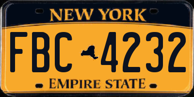 NY license plate FBC4232