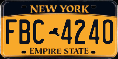 NY license plate FBC4240