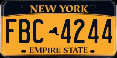 NY license plate FBC4244