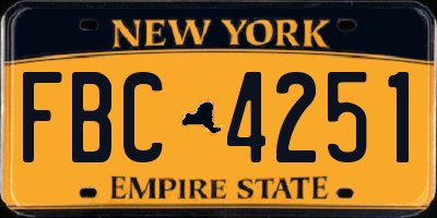 NY license plate FBC4251