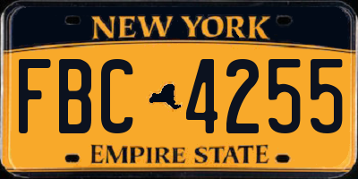 NY license plate FBC4255