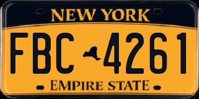 NY license plate FBC4261