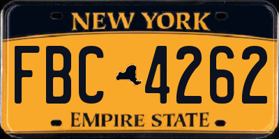 NY license plate FBC4262