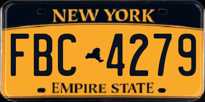 NY license plate FBC4279