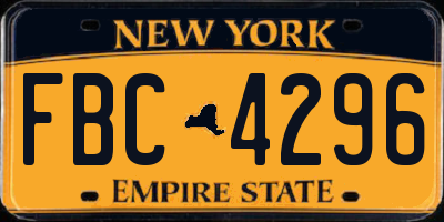 NY license plate FBC4296