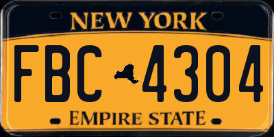 NY license plate FBC4304