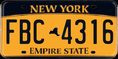 NY license plate FBC4316