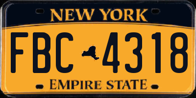 NY license plate FBC4318