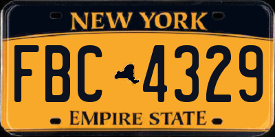 NY license plate FBC4329