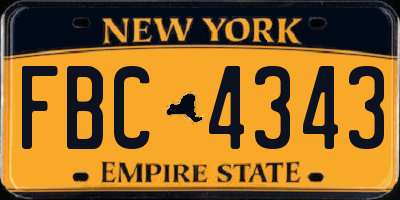 NY license plate FBC4343