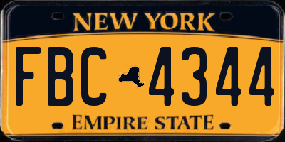 NY license plate FBC4344