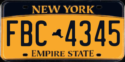 NY license plate FBC4345