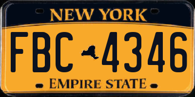 NY license plate FBC4346