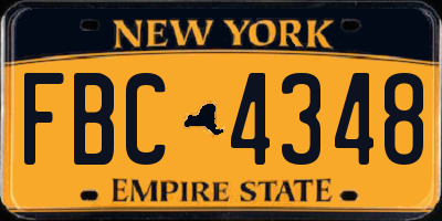 NY license plate FBC4348