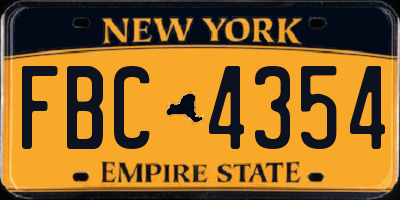 NY license plate FBC4354