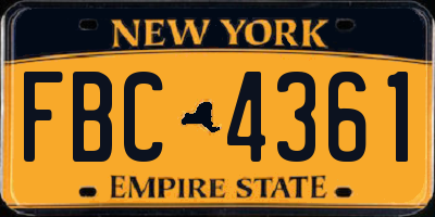 NY license plate FBC4361