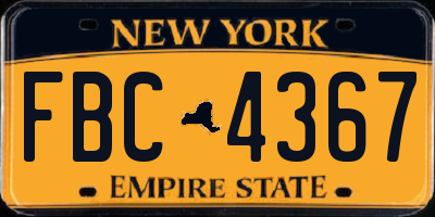 NY license plate FBC4367