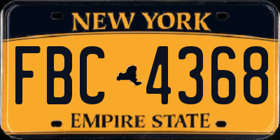 NY license plate FBC4368