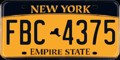 NY license plate FBC4375