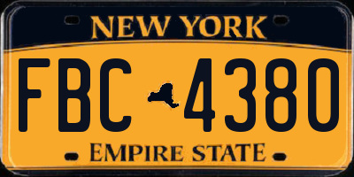 NY license plate FBC4380