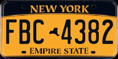NY license plate FBC4382