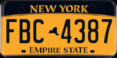 NY license plate FBC4387