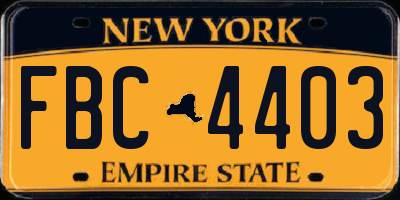NY license plate FBC4403