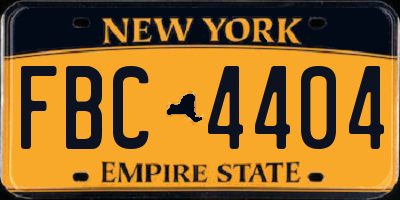 NY license plate FBC4404