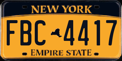 NY license plate FBC4417