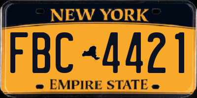 NY license plate FBC4421
