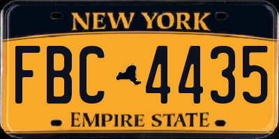 NY license plate FBC4435