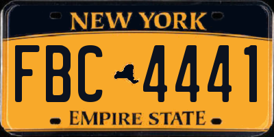 NY license plate FBC4441