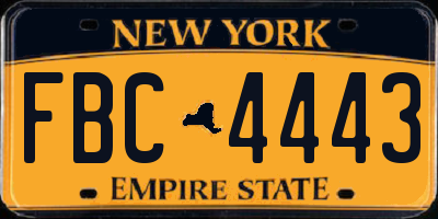 NY license plate FBC4443