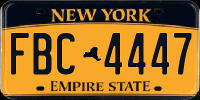 NY license plate FBC4447